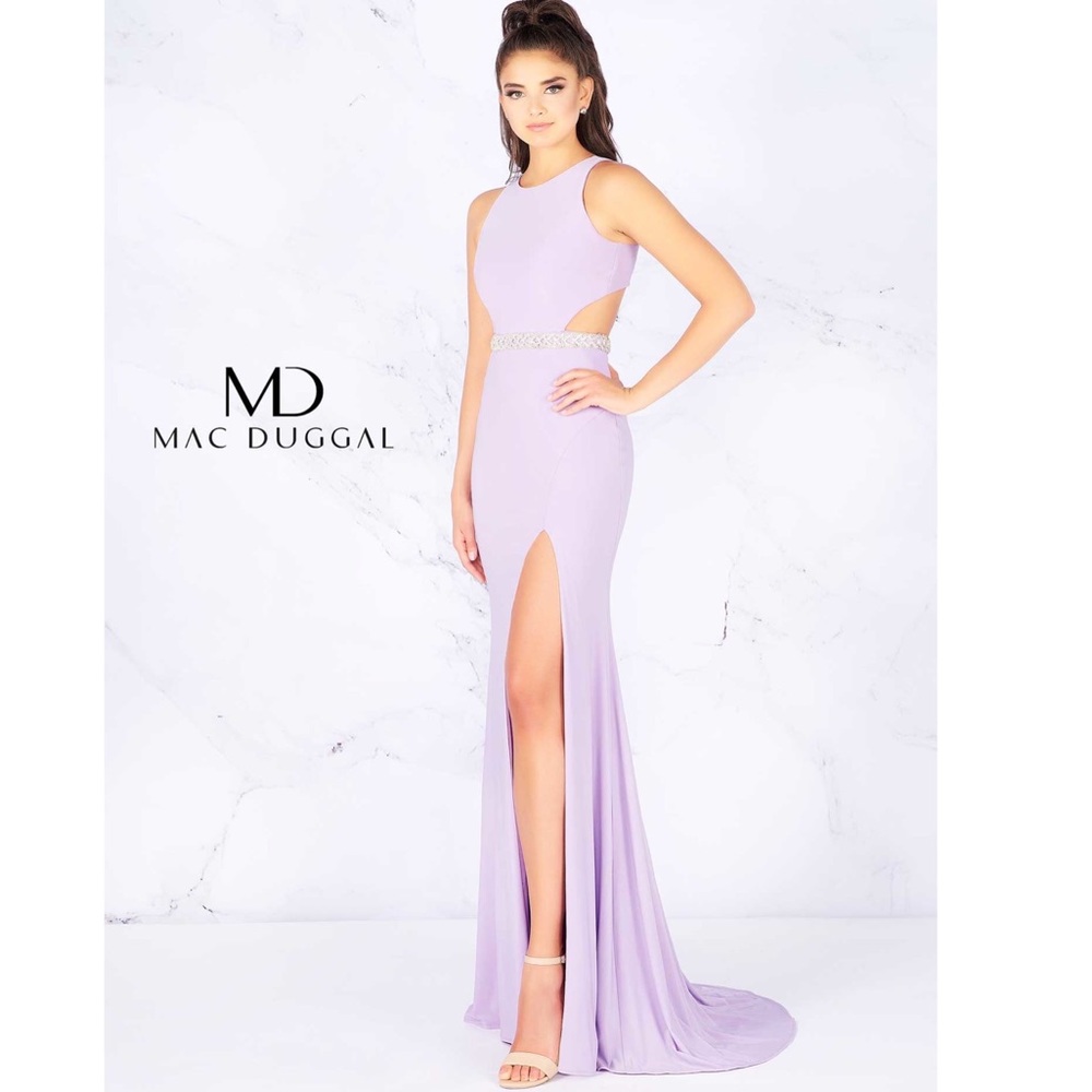 Mac Duggal Flash Rhinestone Accented Halter Dress